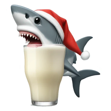 Shark with a santa hat and eggnog sticker