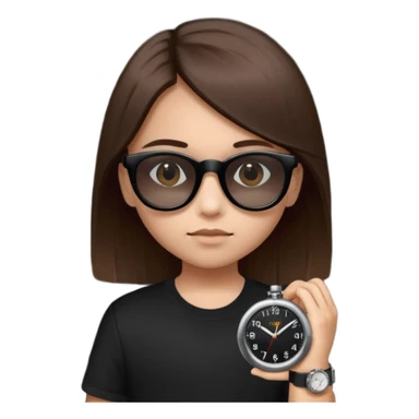Un niño con pelo lacio color castaño,con lentes de sol negros y un reloj en la mano ,pero que el lente sea más oscuro  sticker