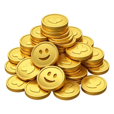 small pile of gold coins, 3D emoji style, shiny gold, no symbols, no text,  sticker