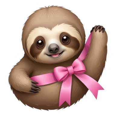 sloth with pink ribbon sticker