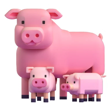 Minecraft style sheep and a blocky pig friend together sticker
