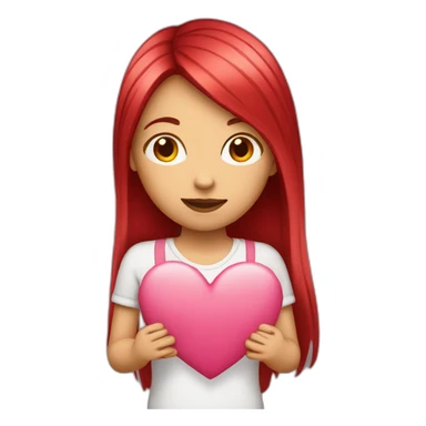 girl-long-straight-rosered-hair-holding-heart sticker