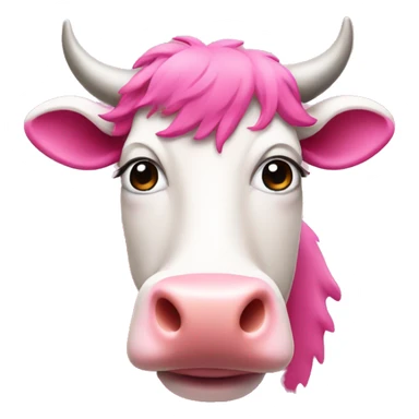 a pink cow with a wig sticker