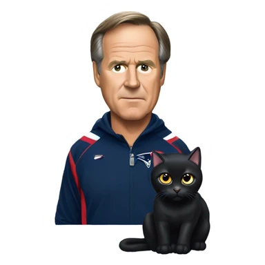 Black cat as Bill Belichick as New England Patriots Head Coach sticker