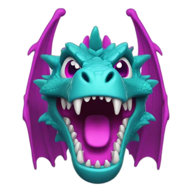 cyan and magenta angry dragon sticker