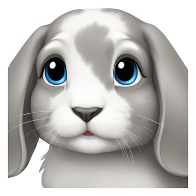 Generate a female holland lop rabbit with blue eyes and grey vienna markings sticker
