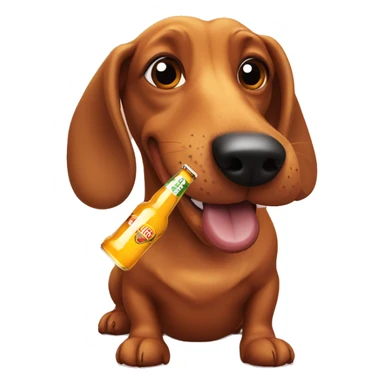 Weiner dog drinking a beer sticker