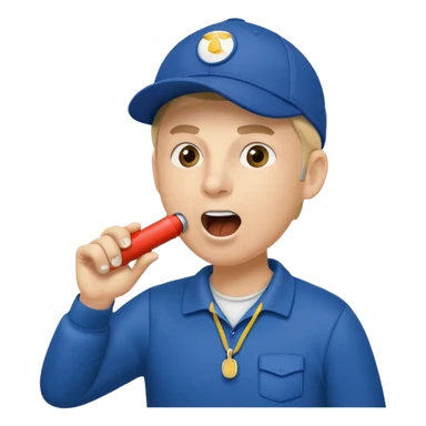 A coach with a cap and whistle, shouting instructions energetically. sticker
