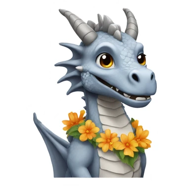 Grey dragon with a flower crown sticker
