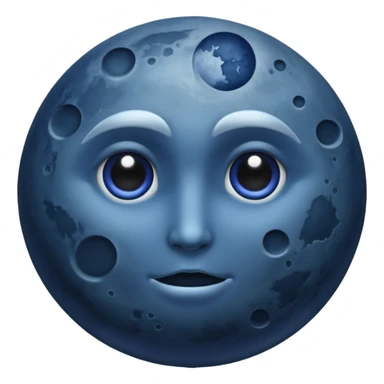 iOS emoji, dark moon, silver outline, mystical symbols, dark fantasy, smooth texture sticker