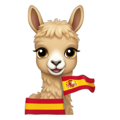 Baby llama with Spain flag in the background sticker