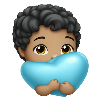 Half baby blue and black heart sticker