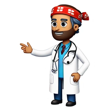 chirurgical doctor who has a bandana on his head and thinks of a response sticker