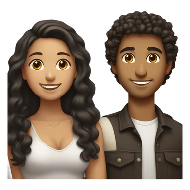 girl with dark brown hair latina dating her latino curly haired boy sticker