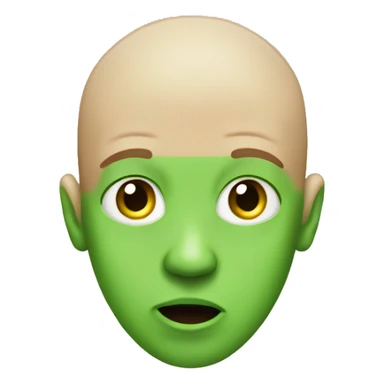 bald boy with open mouth green face  sticker