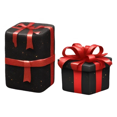 black and red presents with glitter sticker