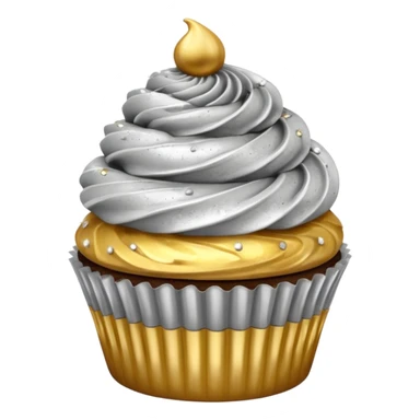 Cupcake with  golden and silver icing  sticker