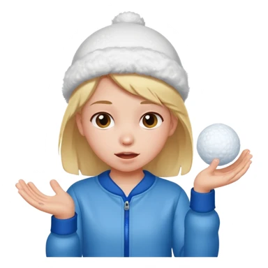 kid girl with sweated holding snowball sticker