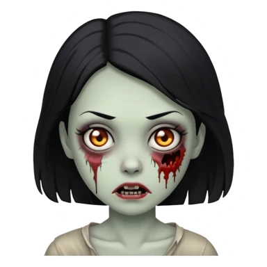 Zombie girl with black hair sticker