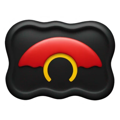 A wavy black and red rectangle with a yellow circle in the middle sticker