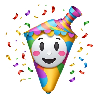 Party popper with confetti and a big smile sticker