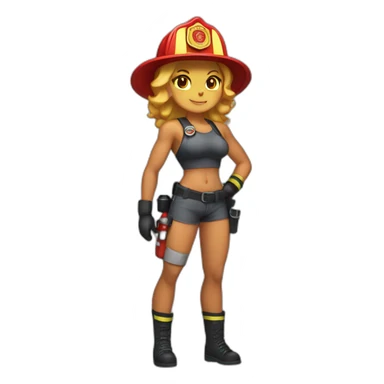 Buffed Catgirl Firefighter beach sticker