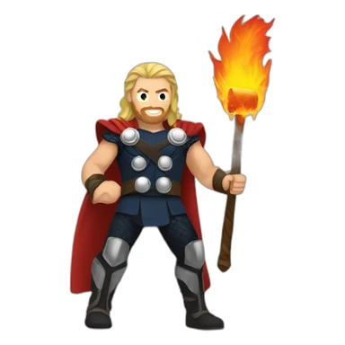 thor and fire sticker