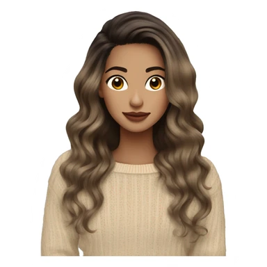 Brünette balayage long hair women beige sweater sticker