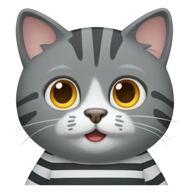 Gray cat in stripe t shirt sticker