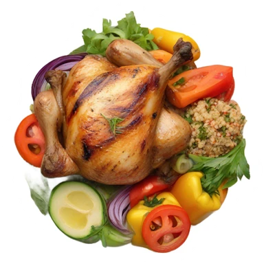 round white plate with healthy food sticker