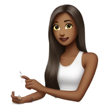 Brunette Girl getting a manicure at nail salon sticker