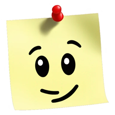 happy sticky notes on corkboard, red pins sticker