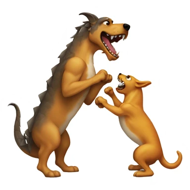 A dog fighting a dragon sticker