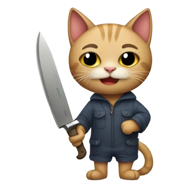 cat with knife sticker
