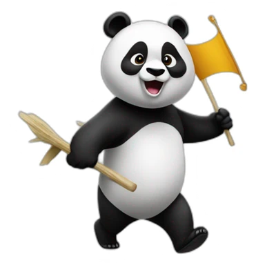 Panda marching with "raid" sign sticker