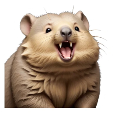 Cinematic Cute Yawning Wombat Portrait Emoji, Head tilted slightly with a dramatic, wide-open yawn, showcasing a soft, downy shaggy brown fur with drooping ears, round eyes barely open in drowsy contentment, Simplified yet irresistibly adorable features, highly detailed, glowing with a soft, cozy glow, high shine, relaxed yet expressive, stylized with a touch of rustic charm, bright and endearing, soft glowing outline, capturing the essence of a sleepy yet affectionate wombat, so drowsy it feels like it could stretch out of the screen and curl up for a nap! sticker