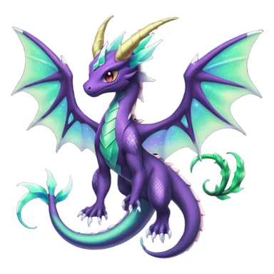 Void-Black Star-Dusted Night-Shimmered Cosmic-Winged Draconic Noivern-Rayquaza-Lunala creature (full body) sticker