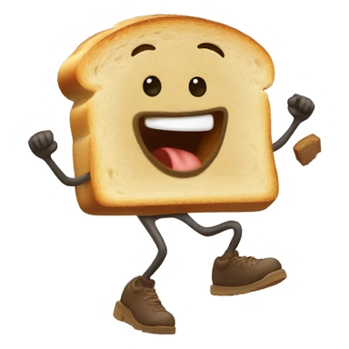 Slice of toast with little feet running away sticker