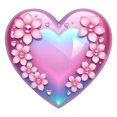 heart with sakura and a sparkling gem sticker