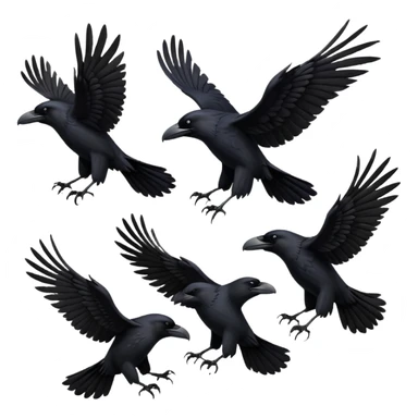 group of ravens in flight sticker