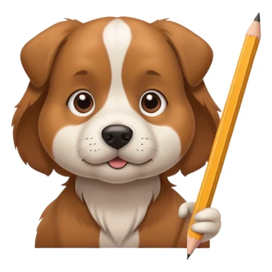 A dog with a pencil sticker