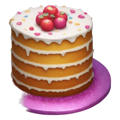 Realistic cake with glitter sticker