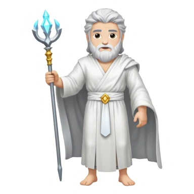 fullbody silverhair god ZEUS, white robe over shoulder sticker