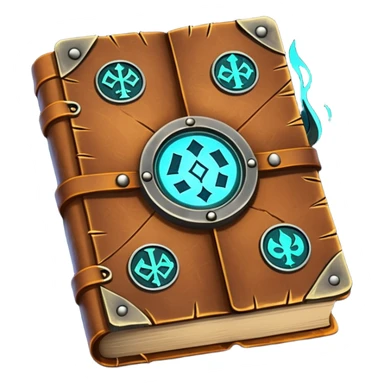 Spell Book – Old leather book with glowing runes and bookmarks sticker