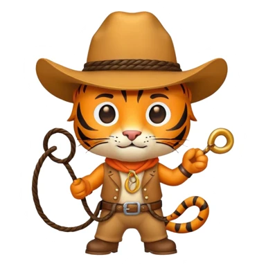 Tiger cowboy with hat and lasso sticker