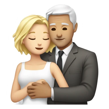 White man - short grey hair - no facial hair - hugs blonde girl with eyes closed  sticker