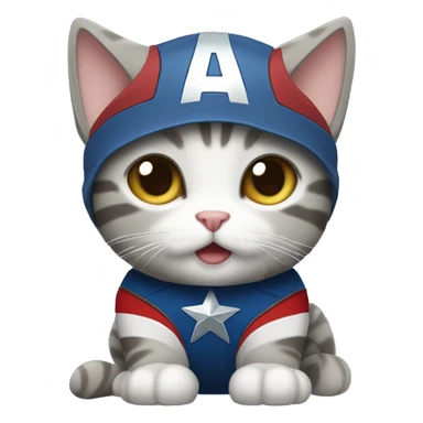 Light gray tabby cat wearing a Captain America costume  sticker