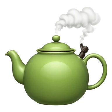 ["Round green teapot with steam rising."] sticker