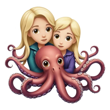Giant Half blonde girl, Half octopus holding a guy in her tentacles.  sticker
