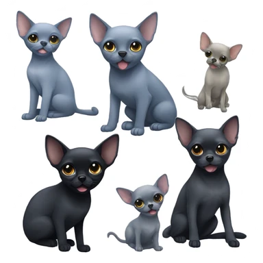 big russian blue cat and two small black chihuahuas sticker
